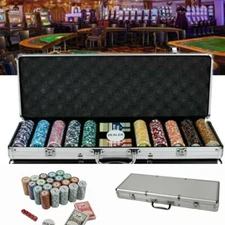 Clay Poker Chips Set with Aluminum Case New 500ct 14g Casino Poker Chips Set US