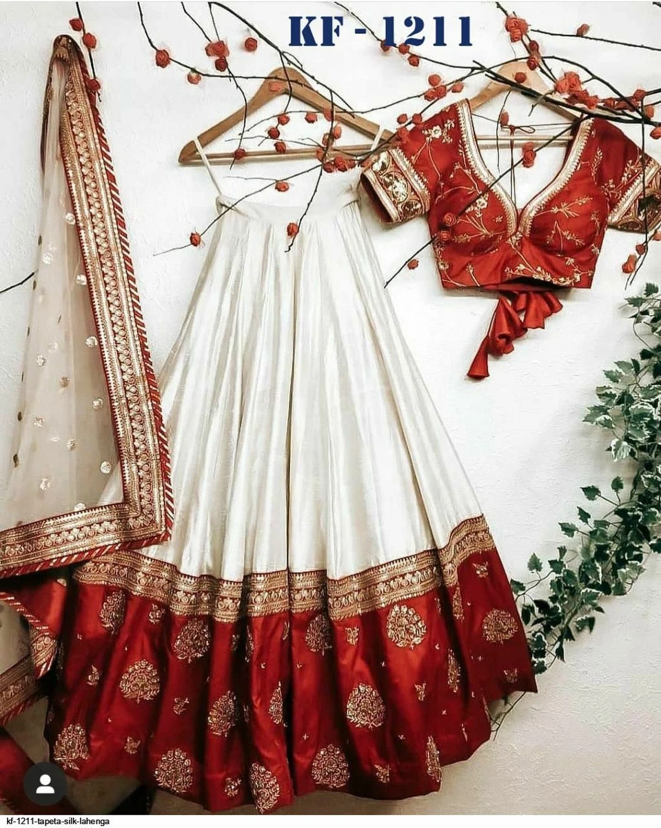 Red And White Lehenga Choli Indian Lengha Chunri Ethnic Party Wear
