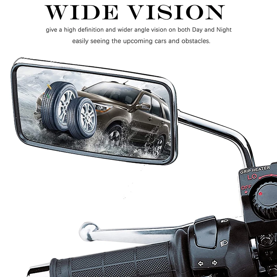 For Honda VTX1300 VTX1800 New Motorcycle Rectangle Rear view Mirrors Chrome 10mm - Image 4 of 4