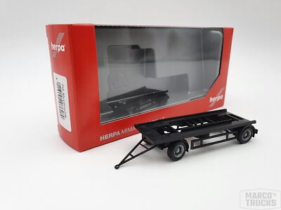 Herpa 076289 – Miniatur-Anhänger Für Abrollbehälter Solo, Detailgetreues Sammler-Modell
