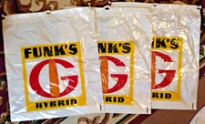 3 lot of "FUNK'S -G- HYBRID" Plastic draw string bags Seed Corn PROMO BAGS NOS
