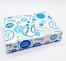 2 Sheets 70th Birthday Wrapping Paper 70 Giftwrap Male Blue White (PA-W95)