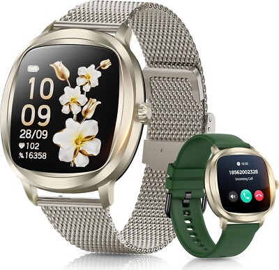 2 Free Straps Women's Smart Bracelet with 1.72 ,Bluetooth,IP68 Android & iOS