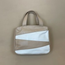 Womens Everest Handbag Clutch Beige White Zip Up Leather Medium