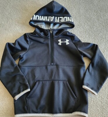 Under Armour Boys Logo Storm Hoodie Small Youth Black