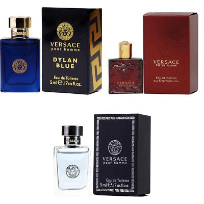 3pc 5ml Mini Versace Dylan Blue, Eros Flame, Pour Homme ,NEW!