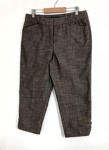 Pantalones capri marrón con bolsillos botones en el dobladillo talla 8p Counterparts para mujer