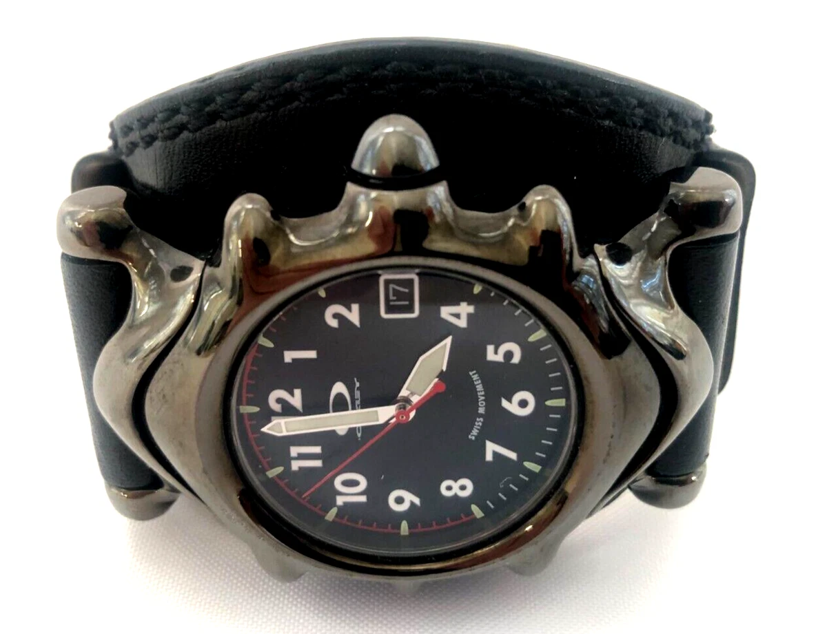 PARTS ONLY RARE OAKLEY SADDLEBACK CUFF WATCH Swiss Stainless Stealth Dial Band