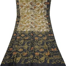 Vintage Gray Sarees 100 Pure Silk Hand Embroidered Sari 5YD Decor Craft Fabric