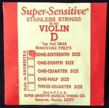 NEW Super Sensitive Brand Violin D String for 1/16th Size Violin - Great Price 