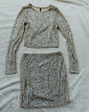 Silver Sequin Skirt Set Size Small / Dress Size Small / Skirt Set Small