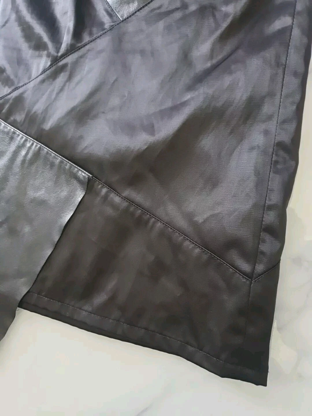 Gonna a matita Versace Sport vera pelle patchwork nera asimmetrica IT44 UK14 US8