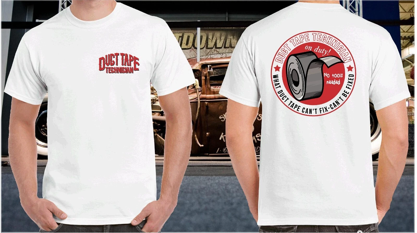DUCT TAPE TECHNICIAN T-SHIRT T SHIRT CLOTHING 100% COTTON HOT ROD RAT ROD RETRO
Opens in a new windo