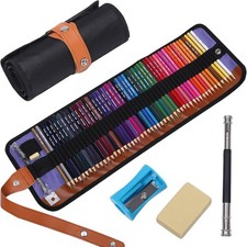 50 Colored Pencils Set with Roll Up Canvas Ca...