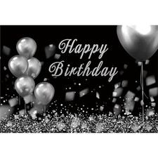 7x5ft Happy Birthday Photography Background Diamond Shiny Glitter Silver Whit...