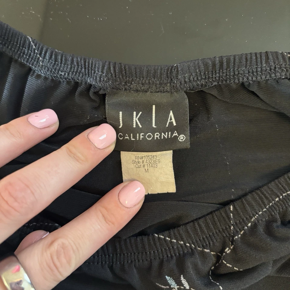 JKLA California Skirt M Black Floral Fairy Y2K Whimsigoth Office Pull On - Image 3 of 4