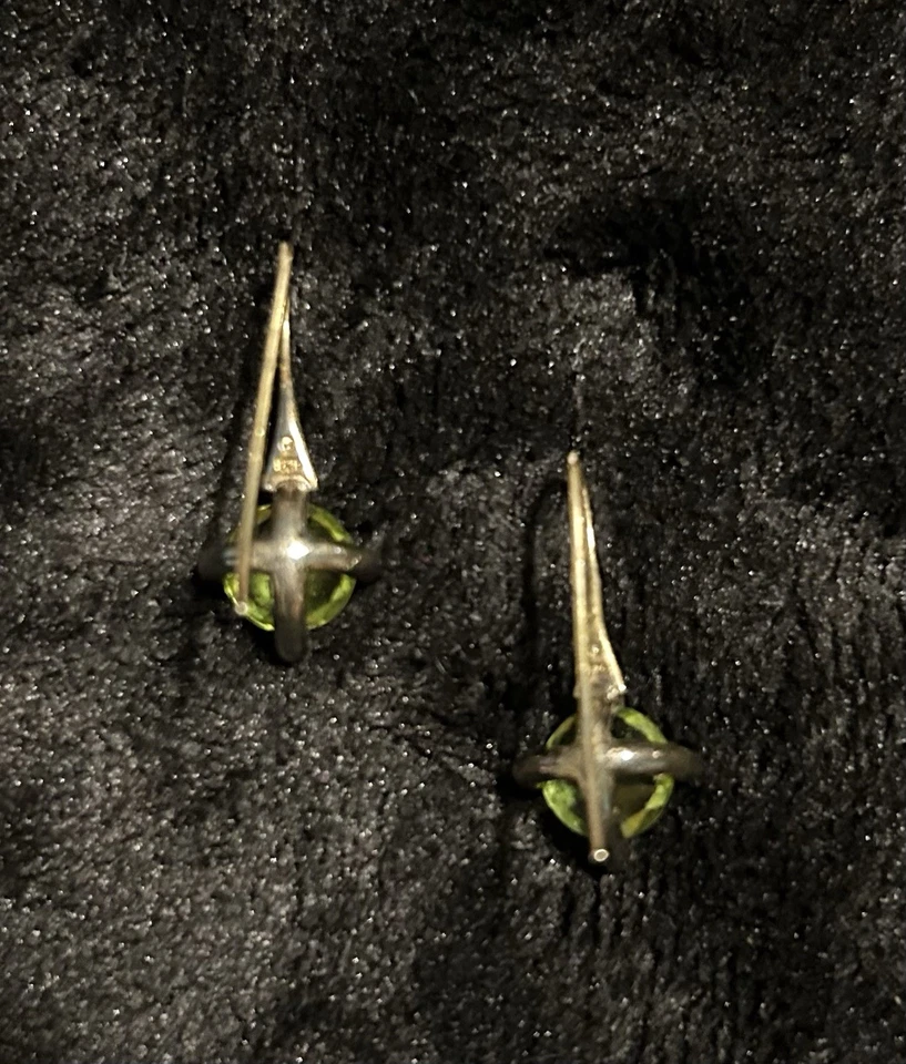 Brincos de prata esterlina com corte redondo simulado peridoto pedra do nascimento agosto 1”, 3,7 G - Imagem 4 de 4