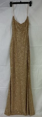 oh polly gold dress Embellished Bandeau Cowl-Waist Mini Dress in Gold - 8
