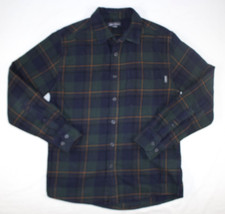 Eddie Bauer Shirt Men's S Bristol Flannel 100 Cotton Plaid Green Blue