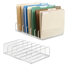 2 Pcs Acrylic File Organizer,7 Slots Desktop File Sorter Organizer,Paper Orga...