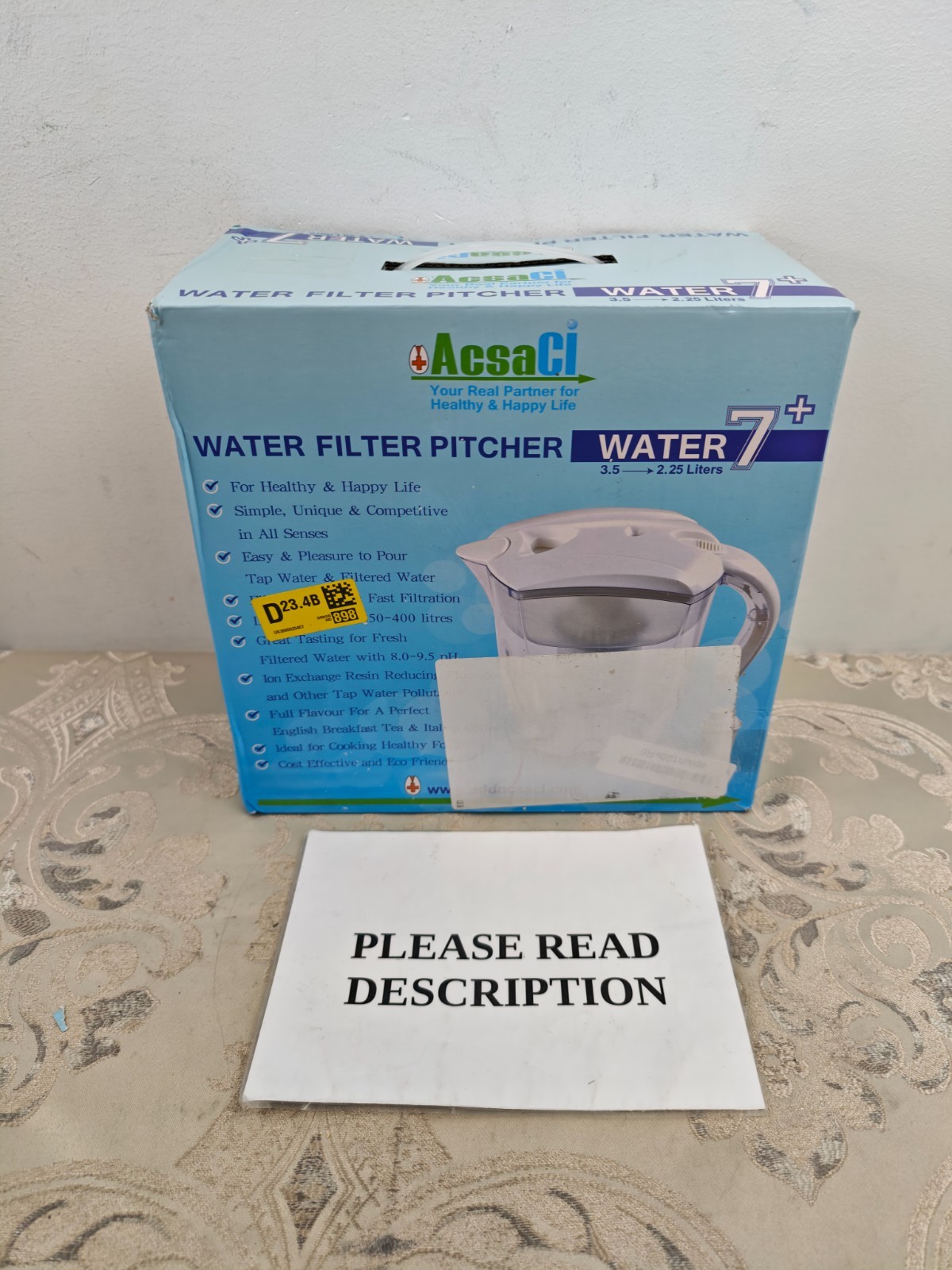 AddAcsaCI Water 7+ Alkaline & Fluoride Water Filter JUG