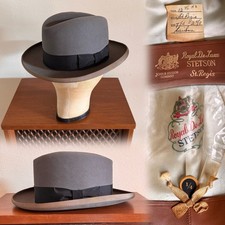 1950s Royal De Luxe Stetson St Regis 7 1/4 Fedora Hat Vtg Caribou Gray Larkey Co