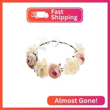 WLBON Flower Headband Rose Crown Floral Leaf Hair Hoops Bands Headpiece Hairband