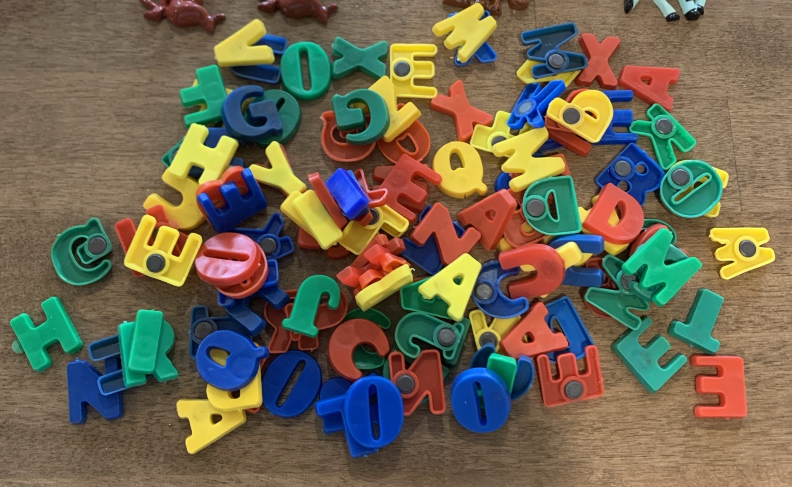 Vintage 1980s JSNY Refrigerator Magnets 124 Letters 24 Zoo Animals And Tin Box