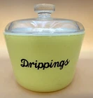 Vintage Glasbake Yellow Drippings Dish w/Lid J-7621 Milk Glass USA