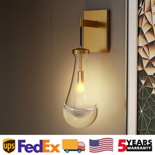 18" Indoor Gold Wall Light Modern Raindrop Clear Glass Sconce LED Lamp Fixtures