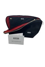 KUSSHI Signature Makeup Bag with Snap-in Brush Organizer Black /Red Luxury Nylon