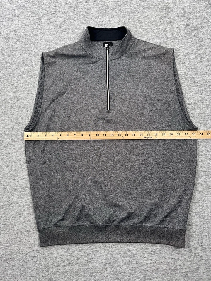 Chaleco FootJoy Para Hombre Talla Grande Gris 1/4 Cremallera Rendimiento Elastizado Golf Exterior LEER Foto 4 de 4