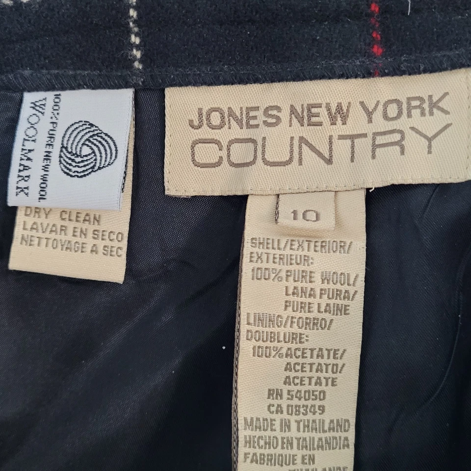 Pantalones de Colección Jones New York Country Negros 100% Lana Forrados a Cuadros Talla 10 (30x30) Foto 3 de 4