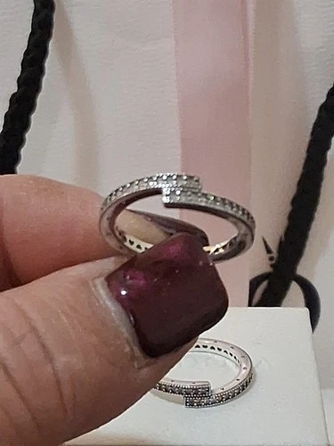 PANDORA AUTHENTIC BRAND NEW SIZE 7 STERLING SILVER OVERLAPPING PAVE LOGO RINGS