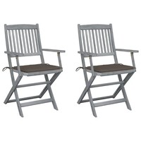 Klappbare GartenstüHle 2Er Set Sitzkissen Aus Massivholz Akazie