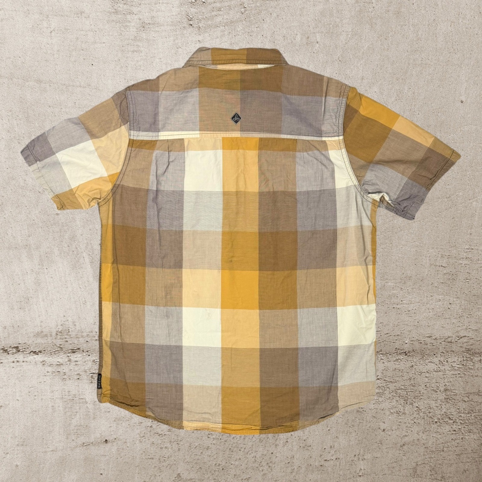 Prana Plaid Short Sleeve Shirt Men's Small Yellow Organic Cotton Western Outdoor image 2