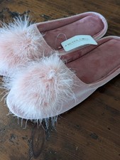 Zapatillas de casa BCTEX COLL para mujer rosa terciopelo pluma espuma viscoelástica talla 8-8,5 nuevas con etiquetas