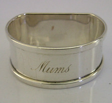 ENGLISH SOLID STERLING SILVER 'Mums' NAPKIN RING 1938 ART DECO 12g
