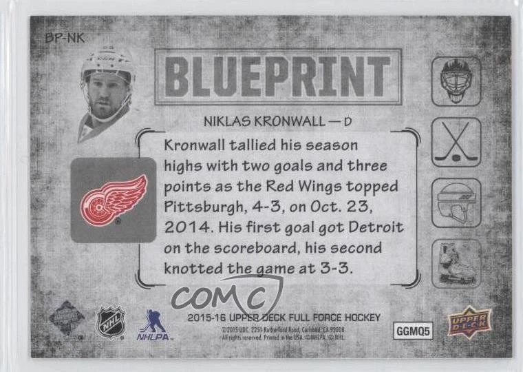 2015-16 Upper Deck Full Force Blueprint Niklas Kronwall #BP-NK - Image 2 of 2