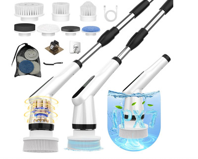Electric spin scrubber long handle cordless shower cleaner tile tub grout power