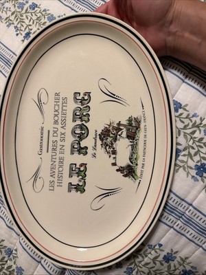 French Gien Pottery Advertisement  Le Porc Platter