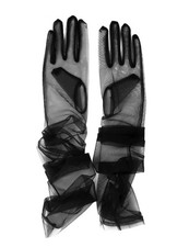 QRBTSCL Women's Wedding Bridal Mesh Tulle Gloves Long Opera One Size, Black