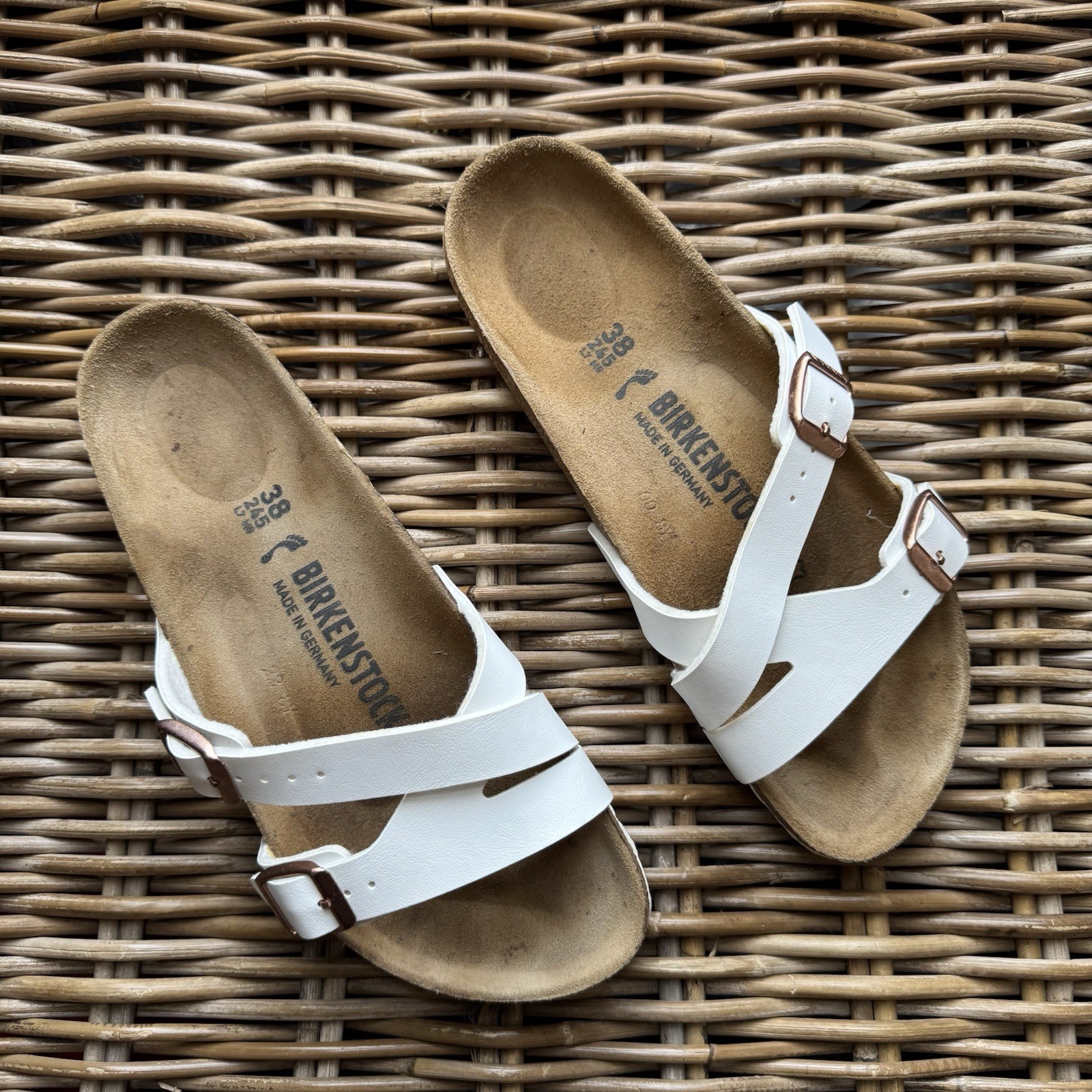 BIRKENSTOCK Yao Women’s Leather Sandals White Size EU 38 7 US Narrow