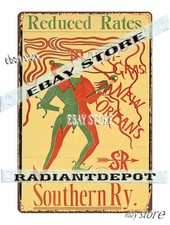 Tin Sign 1890s Reduced Rates Southern Railway Poster dorm room decor