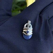 David Yurman Chalcedony & Iolite Two Tone 14K / Sterling Silver Acorn Pendant