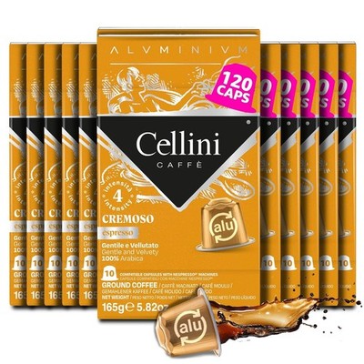 Cellini Caffe Cremoso Aluminum Nespresso Pods 120 Count Medium Roast Coffee Caps