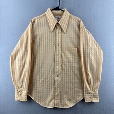 Vintage Arrow Shirt Mens 17.5 L Knit Textured Polyester 70s Button Up Disco