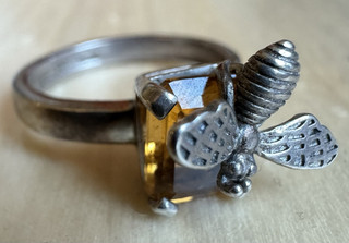 Tiffany & Co. 1.75 Carat Natural Golden Yellow Citrine Sterling Silver Bee Ring