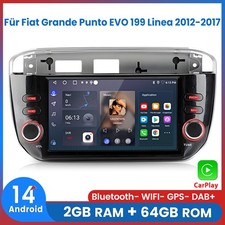 Per Fiat Grande Punto EVO 199 Linea 2012-2017 Carplay Autoradio Android GPS 64GB