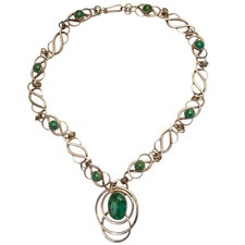 117.7gr!Hand Constructed Israel Sterling Silver Eilat stone Necklace